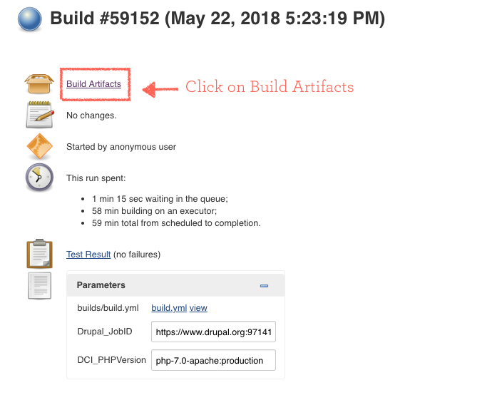 Click on Build Artifacts