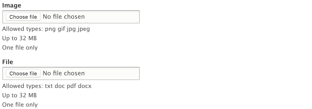 Single file/image field (No JS)