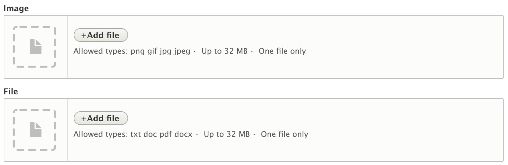 Single file/image field