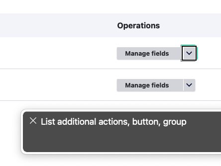 list additional actions, button, group