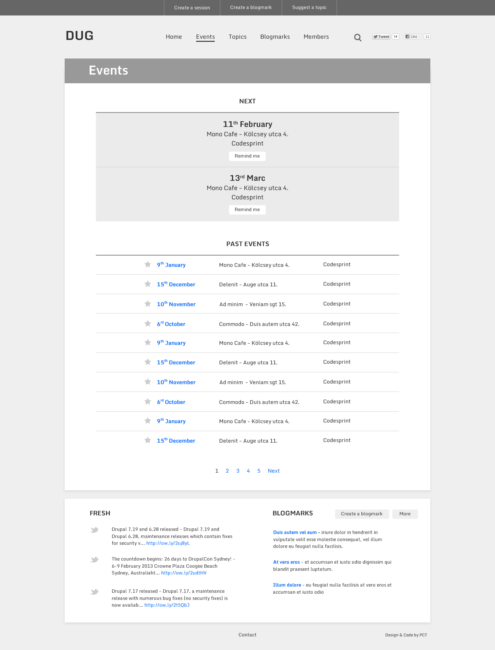 Event list page