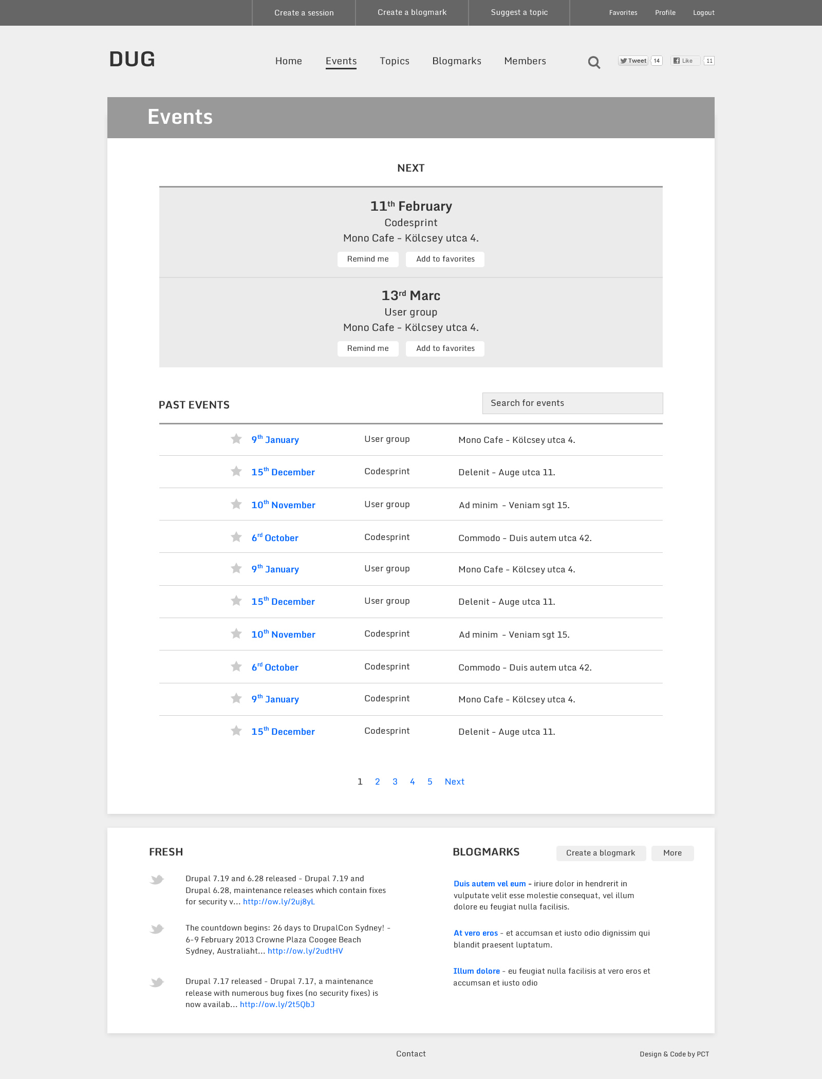 Event list page
