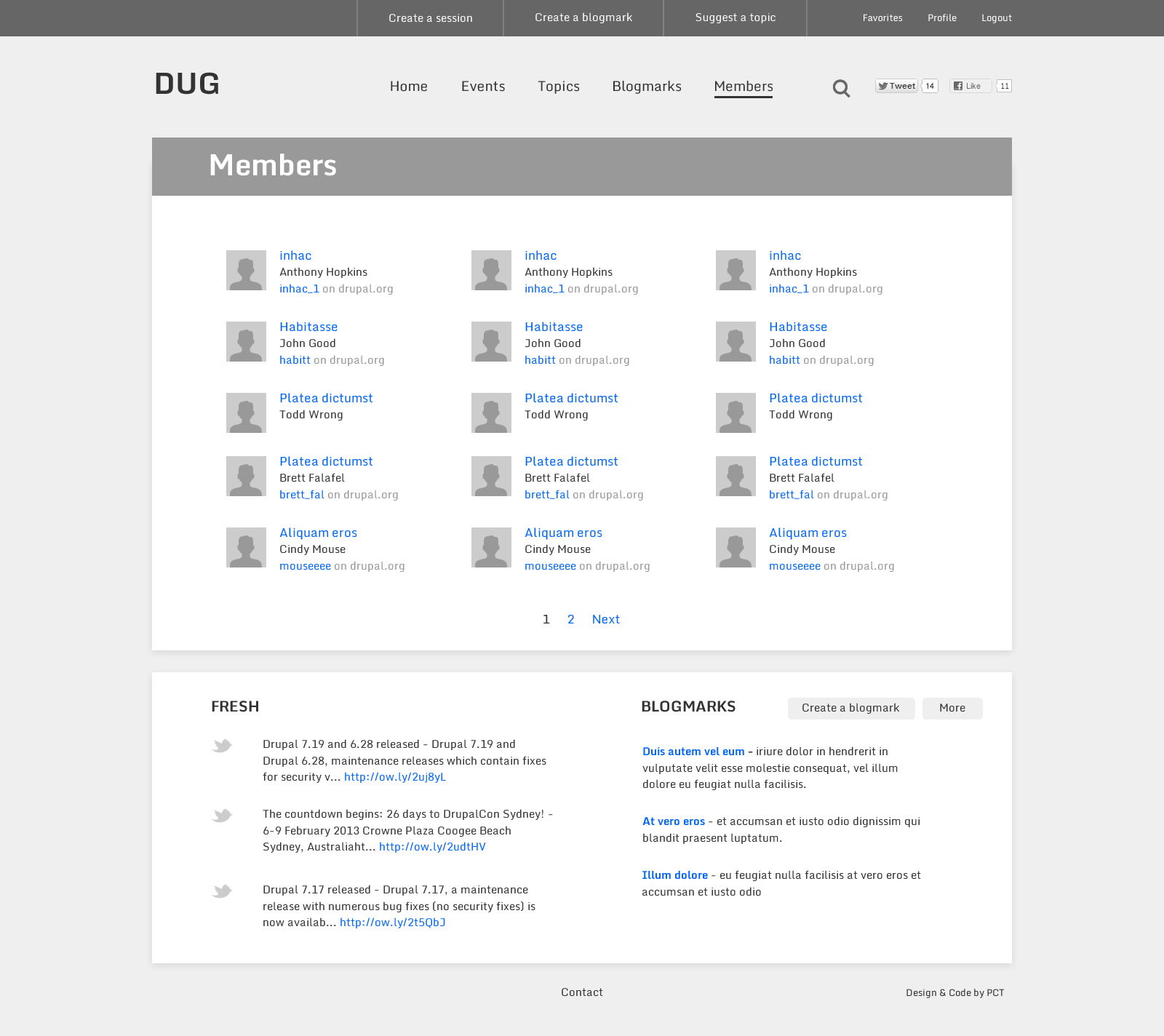 Members list page