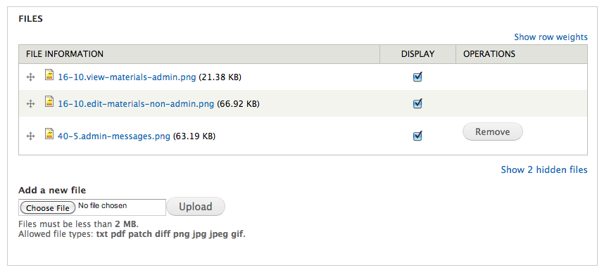 File edit widget after uploading a new file