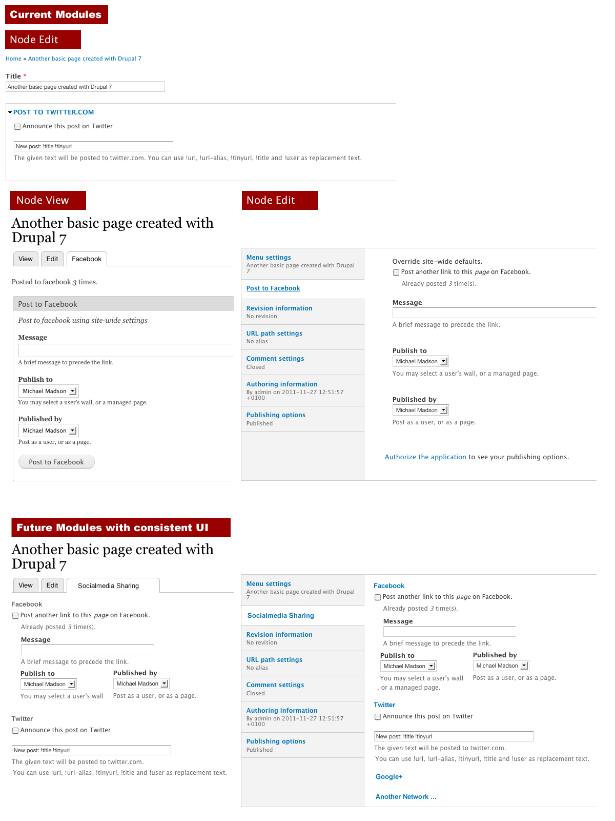 Draft Design Example for Social media UI