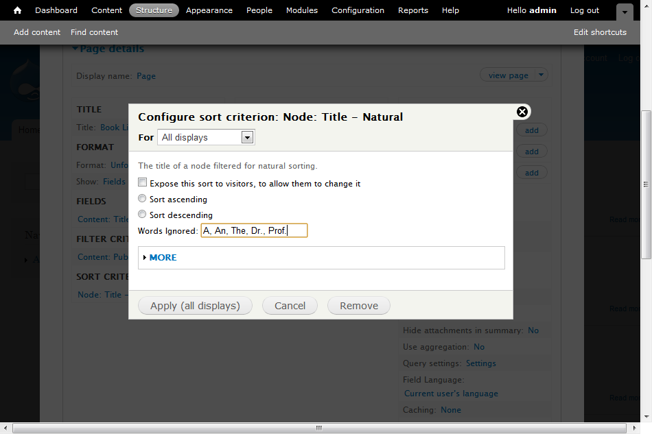 Screenshot of option mockup
