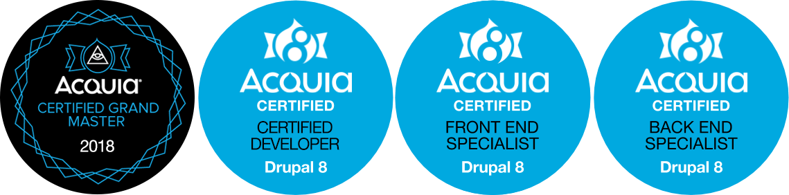 Acquia Certified Site Builder / Developer / Front End Specialist Drupal 8