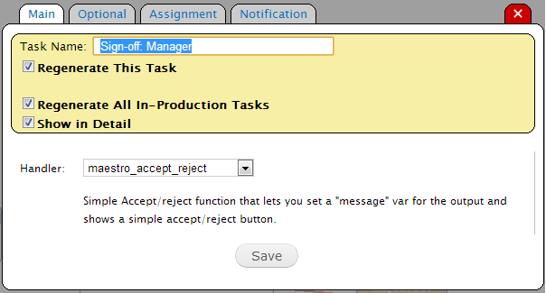 Second task, for review of the form data and sign-off, with accept/reject. All subsequent tasks are of this type and set up is the same (different users).