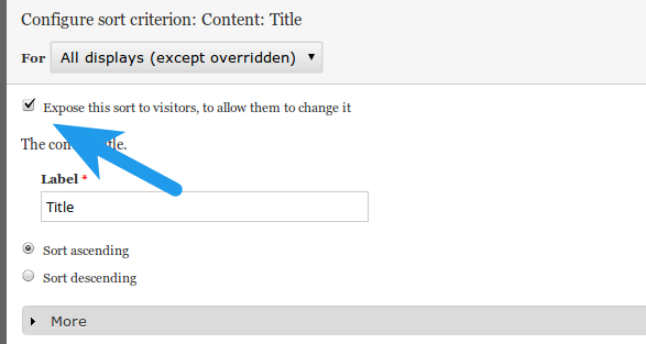 Expose Filter or Sort