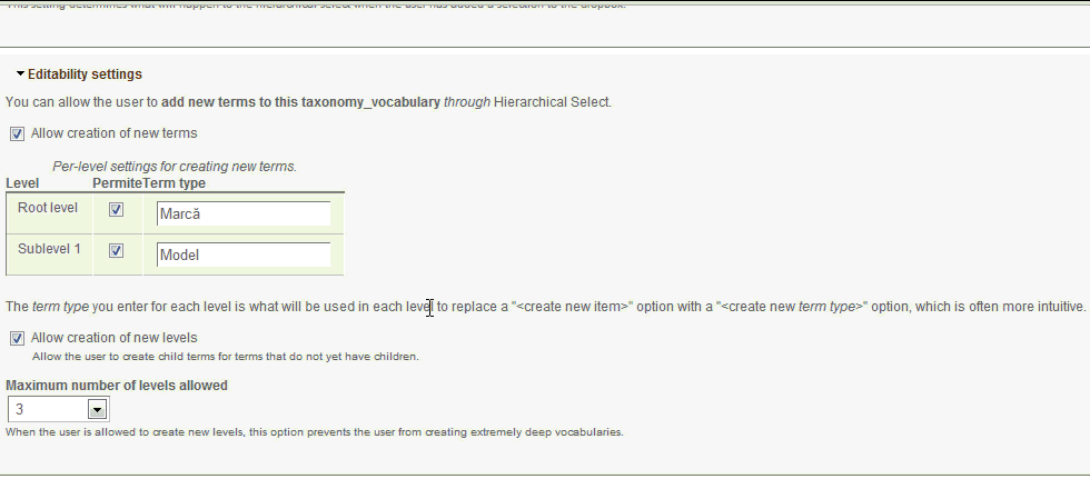 Hierarchical Select Sublevel terms do not appear