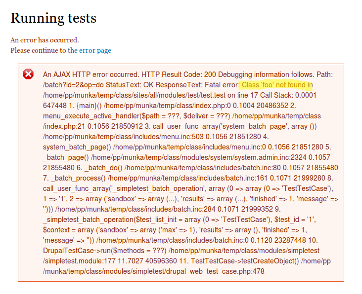 test failed