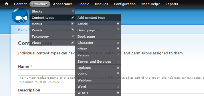 Content types >> Add content type