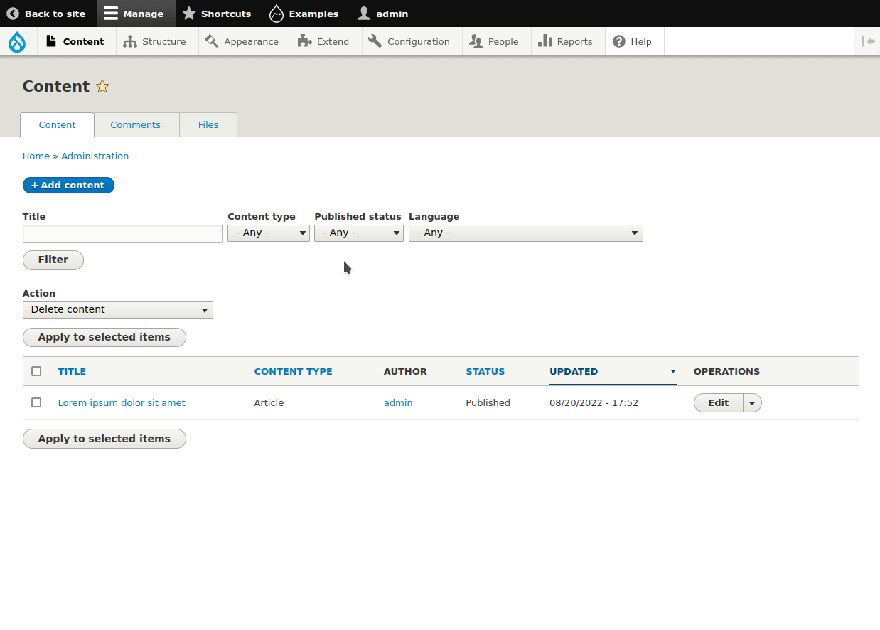 Node unpublish fasttoggle example