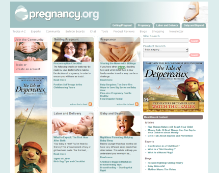 Pregnancy.org home page screenshot