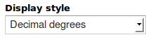 Example of decimal degrees setting