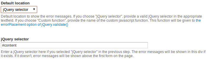 Error placement jQuery selector