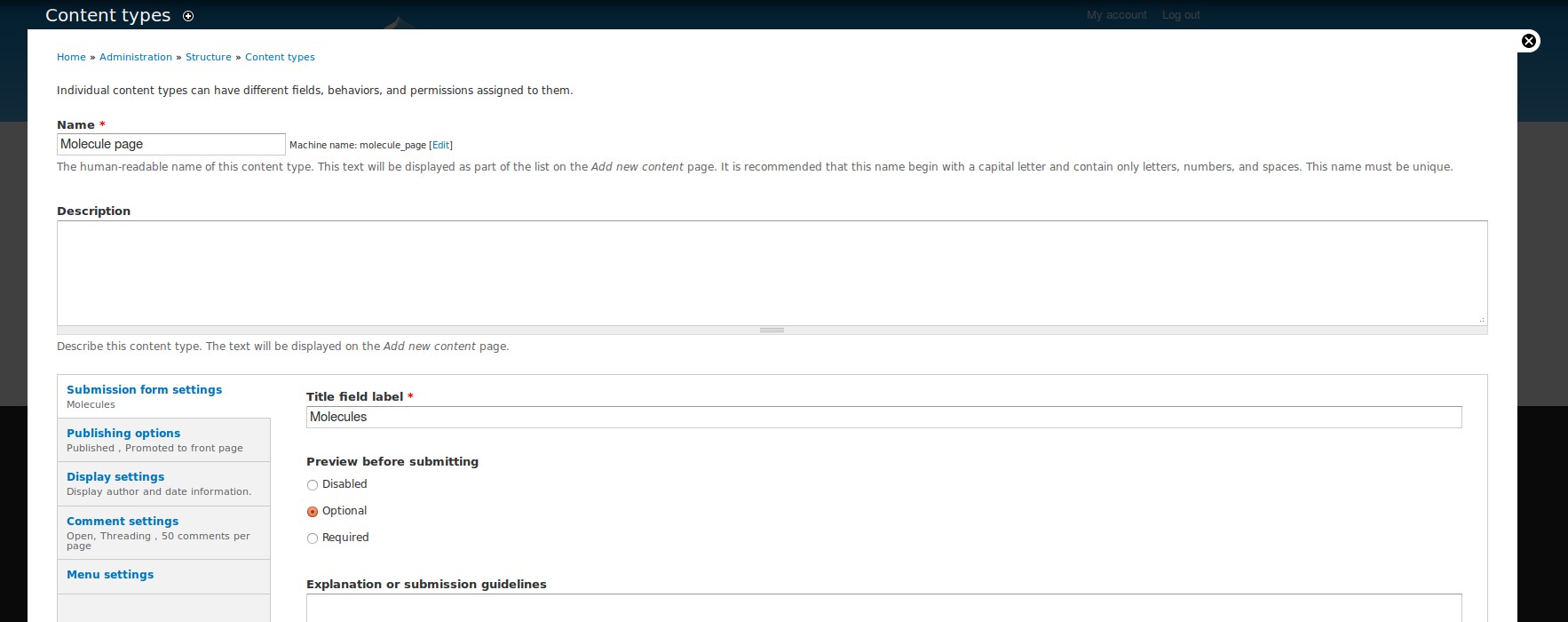 Add content type config