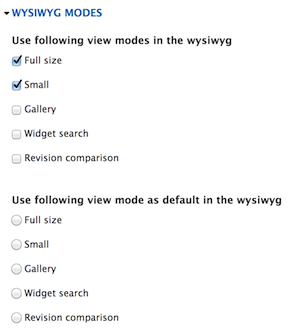 Configure wysiwyg modes