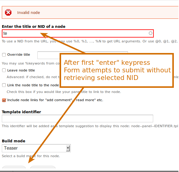 Bad error submit