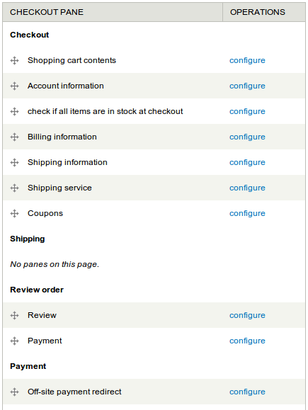 Checkout configurations
