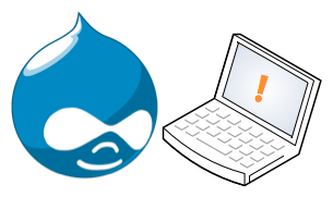 Druplicon with a laptop