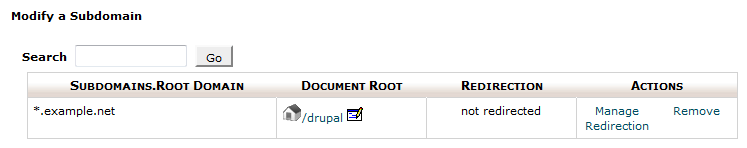 Wildcard subdomain shown in subdomain list
