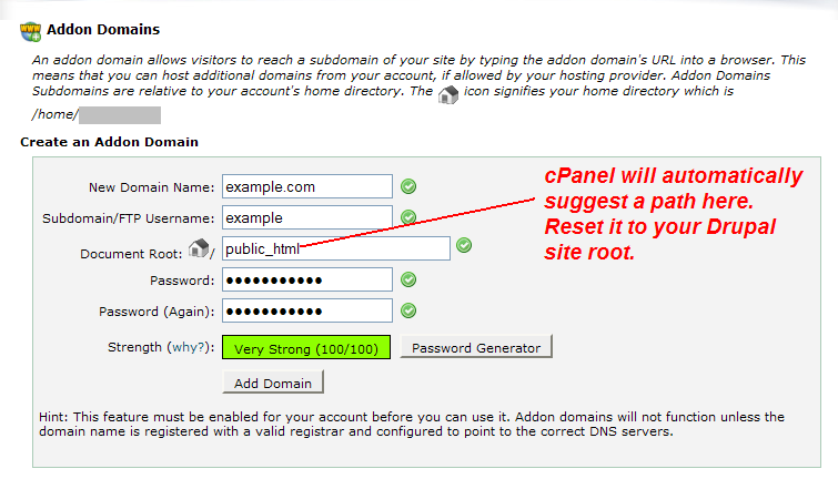 Adding top level domains to cPanel