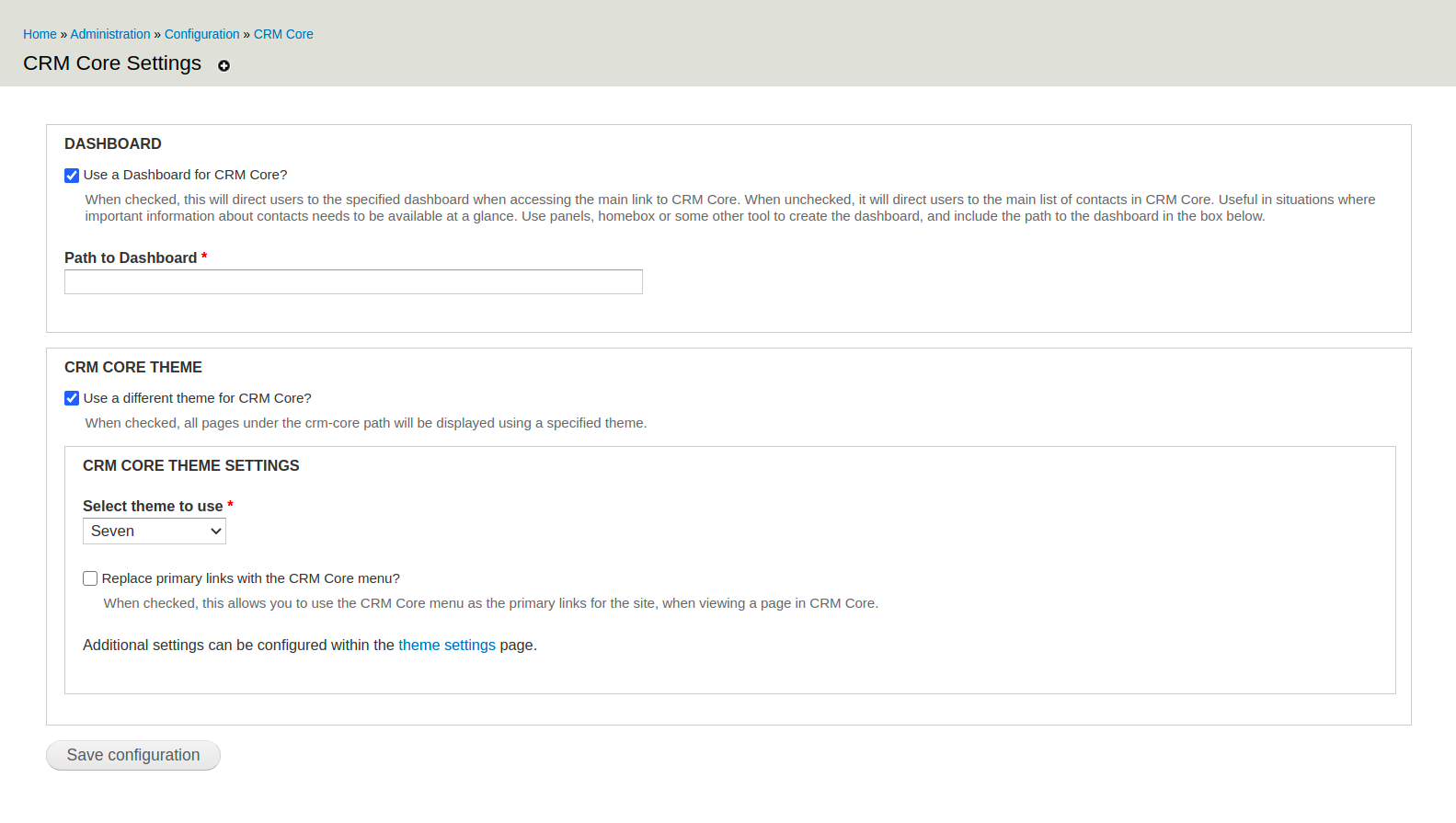 settings form