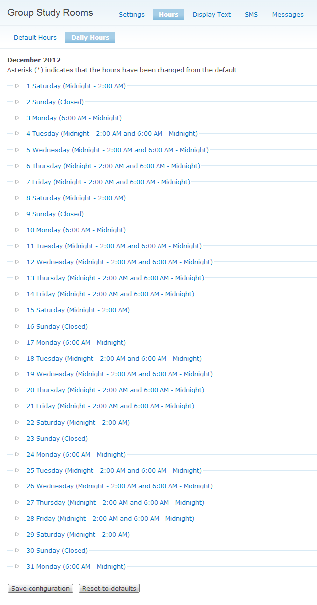 daily hours configuration