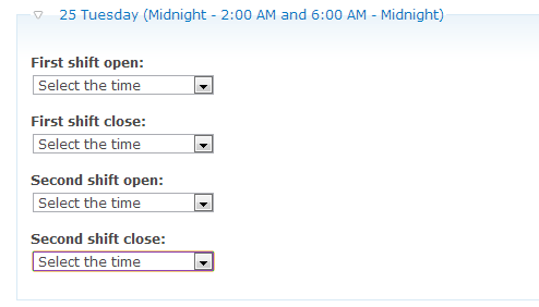 daily hours configuration