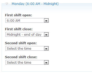 default hours configuration
