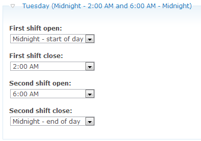 default hours configuration