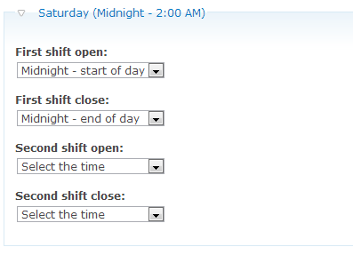 default hours configuration