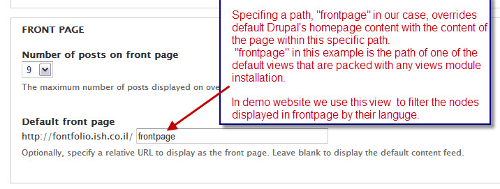 Define custom Drupal front page