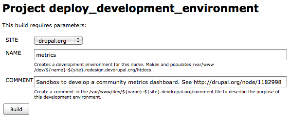 A screenshot of the Jenkins interface showing the fields filled in as above.