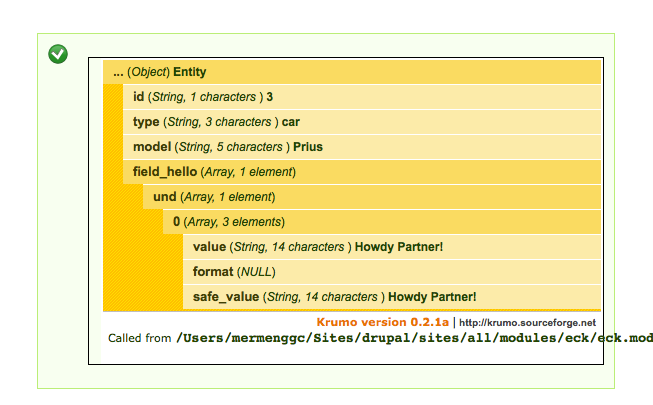 Entity displayed with dpm() after being loaded