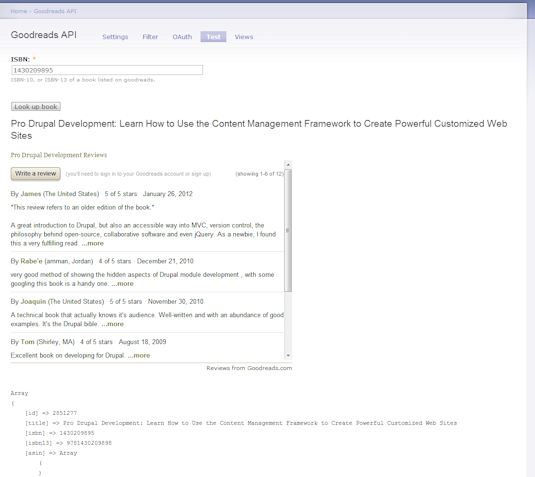 Goodreads module test page
