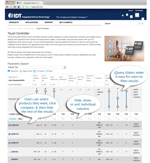IDT Parametric Search