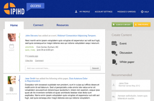 The activity stream for IPIHD Access, and landing page for authenticated users