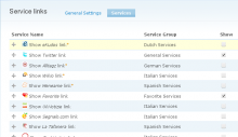 Sort and selected the wanted services with dragn'drop