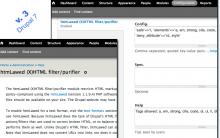 Screenshots of htmLawed module (version 3) in Drupal 7