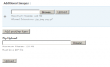 Zip Upload is located below the ImageField.