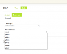 Profile Locality user edit view.