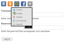 Login form with uLogin widget