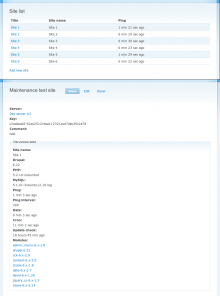 Sites list (view) and Site view (node)