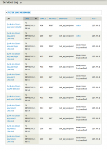 Services Log overview screenshot