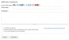 Comment form with Loginza widget integrated