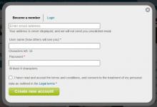 User modal example from Medico.com