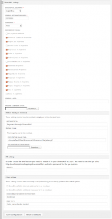 Capture of the configuration options for the DineroMail module