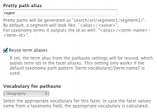 Facet-specific Facet API Pretty Paths settings form